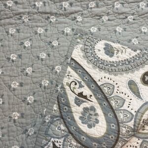 Home Classics Reversible Quilted Coverlet Twin Size Blue Green Paisley Floral